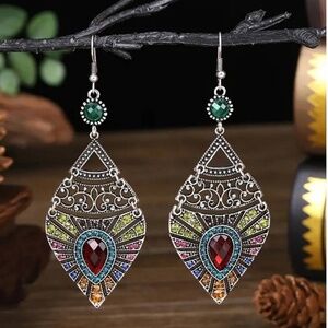 Multilayer Boho Colorful Crystal‎ Earrings Jewelry Dangle Bohemian